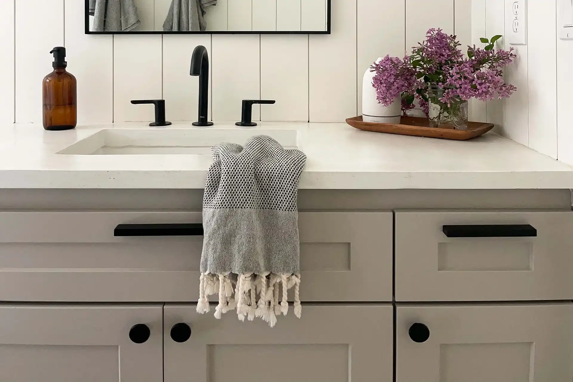 How to Update an Old Vanity with New Drawers Doors and Paint - Southern  Hospitality