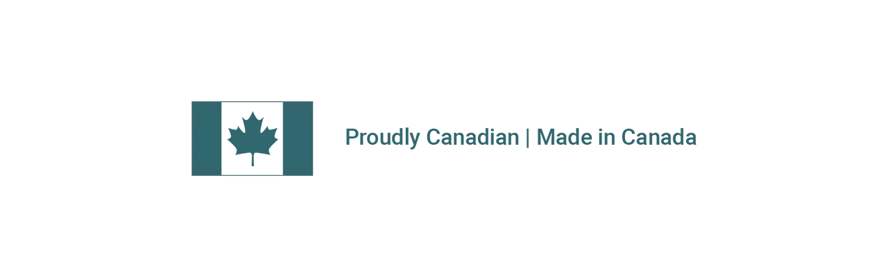 An image of a Canadian flag and the text "Proudly Canadian, Made in Canada"