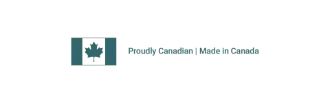 An image of a Canadian flag and the text "Proudly Canadian, Made in Canada"